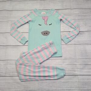 5 Hanna Andersson Striped Unicorn Long John Pajamas